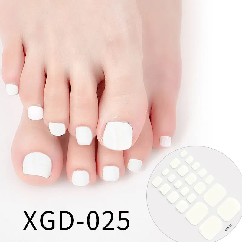 22tips Fashion Toe Nail Stickers/Strips Nail Art Fake Nails Stickers for Nails Toe Self-Adhesive Feet Stickers Drop Shipping