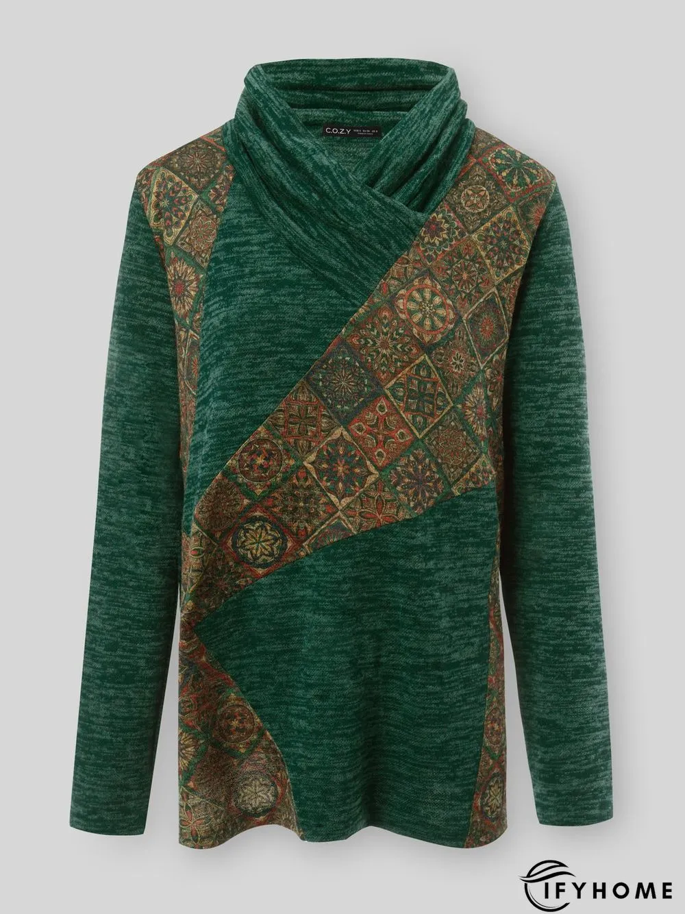 Cowl Neck Ethnic Casual Tunic Top | IFYHOME