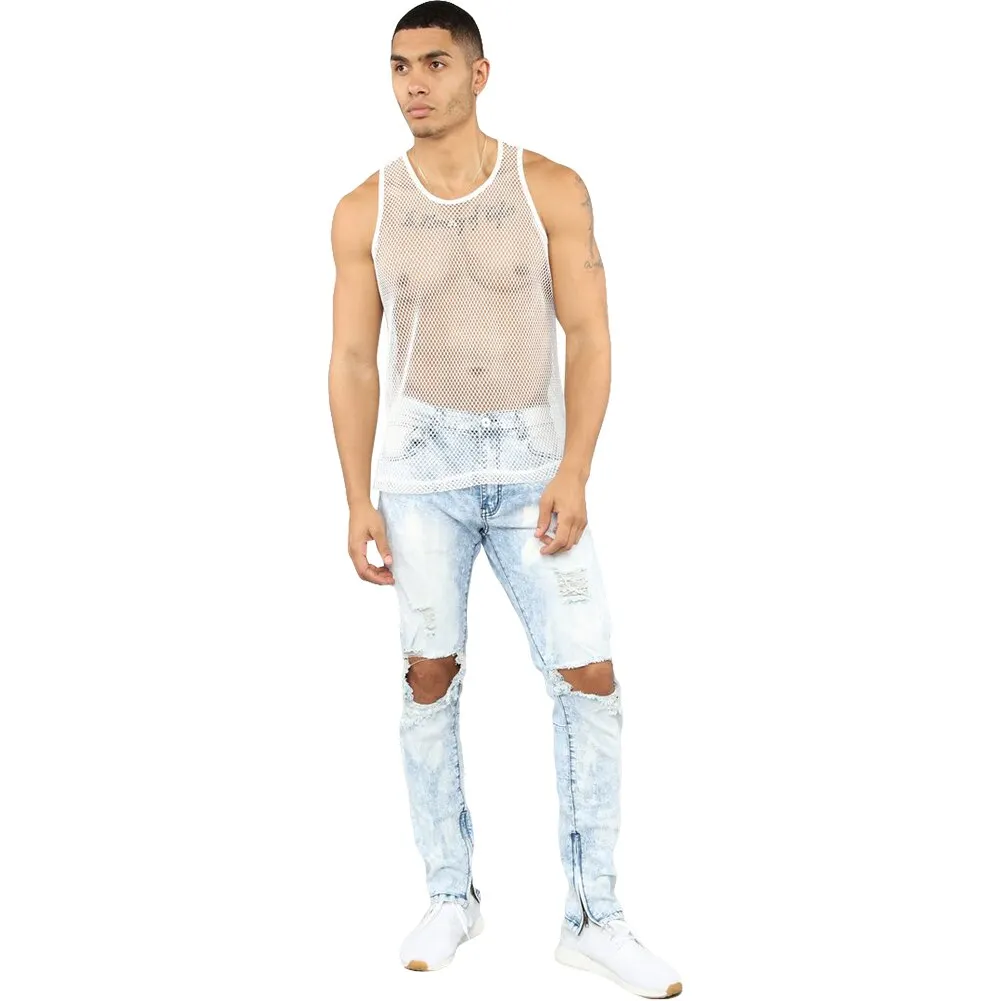 Sexy Sheer Mesh Tank Tops See-through Fishnet Slim Fit Tank Gym Muscle Vest T-Shirt Costume Handsome Men Summer Club Tee Clothin
