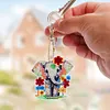 6Pcs Diamond Art Keyring Set Double Sided Cartoon Special Shaped (Elephant)