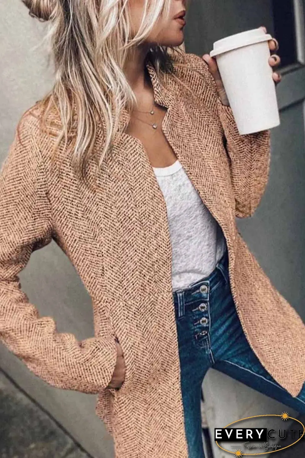 Retro Pocketed Heather Grey Coat(4 Colors)