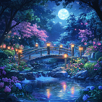 Moonlit Garden - Diamond Painting