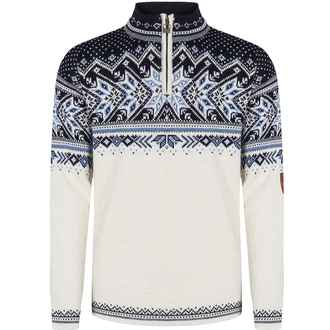 Vintage Warmth Vail Knit Jacquard Icelandic Half Zip Collar Sweater（Unisex ）