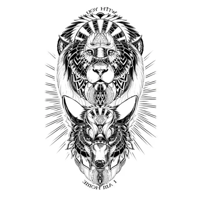 Waterproof Temporary Tattoo Stickers Butterfly Tiger Feather  Design Tattoo Children Black Body Art Fake Tattoos for Men Women