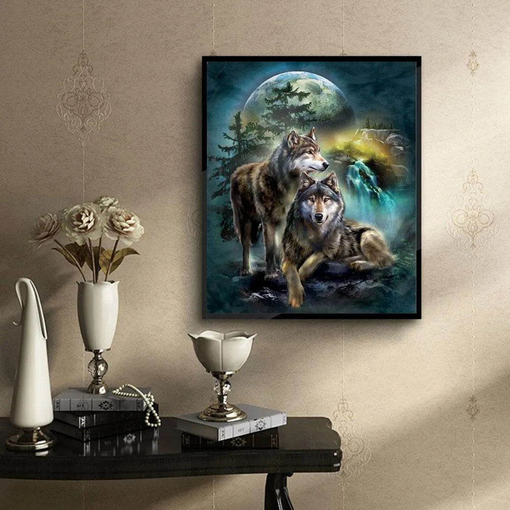 Diamond Painting - Full Round Drill - Wolf Night(30*35cm)
