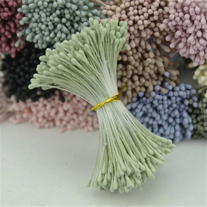 400pcs 1mm Retro Matte Double Heads Mini Flower Stamen Pistil Wedding Decoration DIY Fake Christmas Scrapbooking Gift box craft