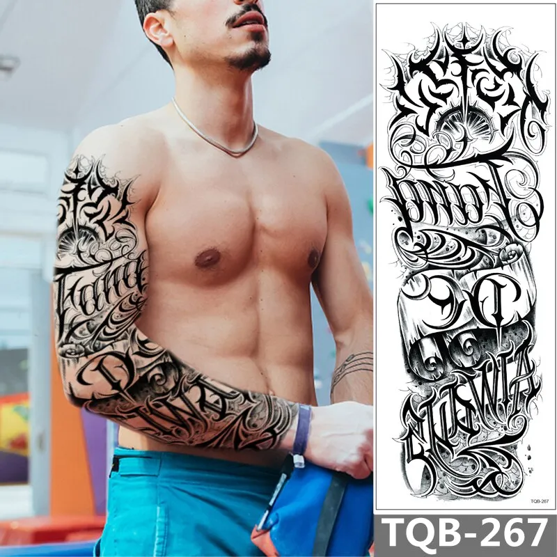 Sdrawing Arm Temporary Tattoo Sleeve For Men Maori Wolf Fake Large 3D Tatoo Stickers