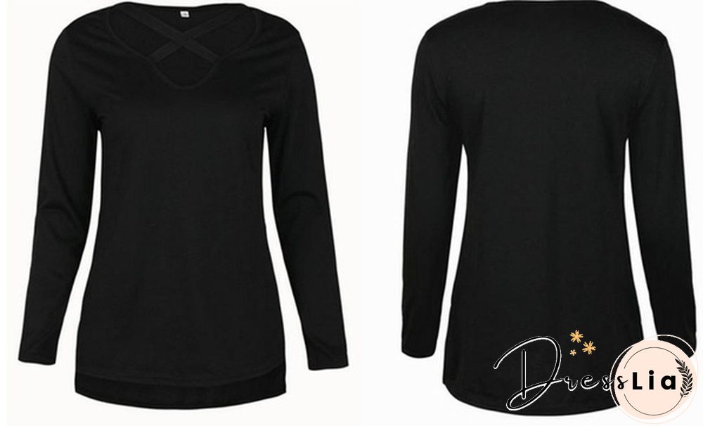 Women Spring Summer Fashion Long Sleeve Tops Black Casual Knitted Sweater Dresses Ladies Fashion Loose Mini Dress Pure Color Cotton Shirt Sexy Deep V-Neck Slim Fit Waist Bodycon Club Wear Knit Slit Party Robe Chic FemmeT-shirt