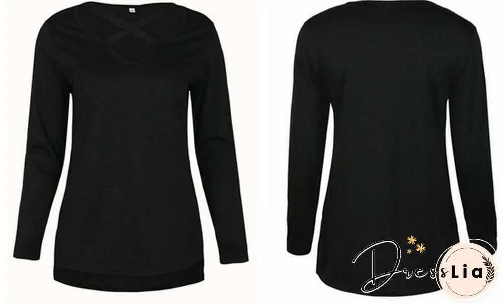 Women Spring Summer Fashion Long Sleeve Tops Black Casual Knitted Sweater Dresses Ladies Fashion Loose Mini Dress Pure Color Cotton Shirt Sexy Deep V-Neck Slim Fit Waist Bodycon Club Wear Knit Slit Party Robe Chic FemmeT-shirt