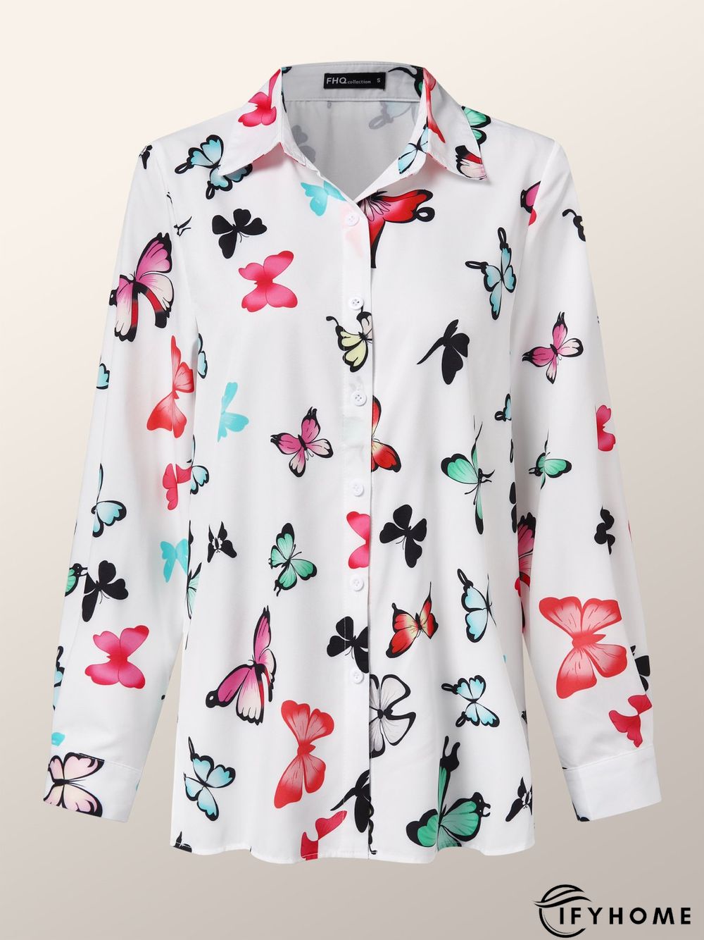 Shirt Collar Shift Holiday Butterfly  Top | IFYHOME