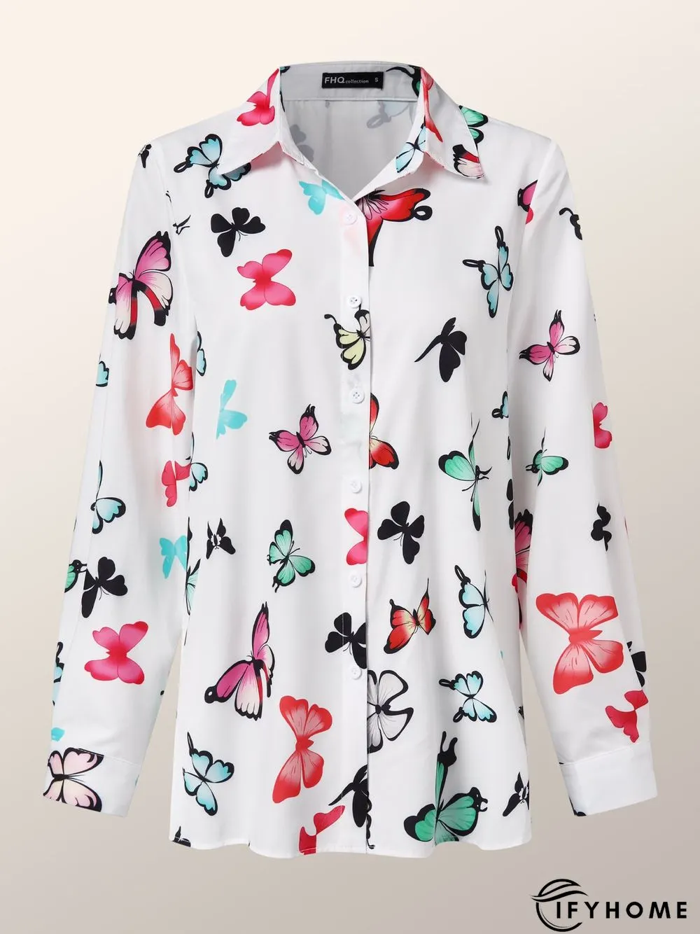 Shirt Collar Shift Holiday Butterfly  Top | IFYHOME