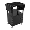 [US Local Warehouse] Rolling AV Carts Cabinet & Stands with Locking Cabinet Keyboard Tray Printer Craft Utility Cart with Wheels Height Adjustable 36-44 in 110lbs for Classroom Office