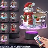 (US Local)Acrylic Double Sided Xmas Snowman 5D Diamond Painting Night Light for Tabletop