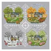 (Stamped/Counted) Four Seasons - 14CT 2 Strands Cross Stitch 33*33cm/12.99*12.99in(Brand)