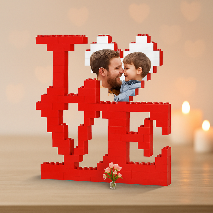 Personalized Custom Building Blocks with Photo, DIY Heart Puzzle Blocks for Families and Couples, Creative Photo Display, Unique Mother&rsquo;s Day and Birthday Gifts