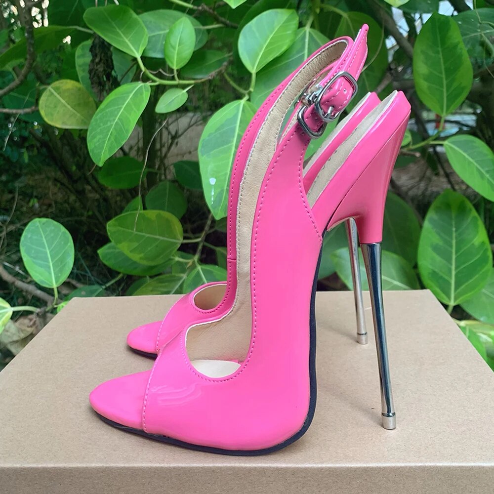GOOSHOE 16cm High Heels Sandals Pumps Peep Toe Purple Woman Cross Dresser Fetish Colour