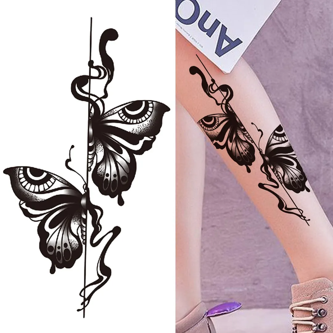 Realistic Fake Peony Temporary Tattoos For Women Girl Black Rose Elephant Flower Tattoo Sticker Tiger Anemone Tatoos Half Sleeve 1108-1