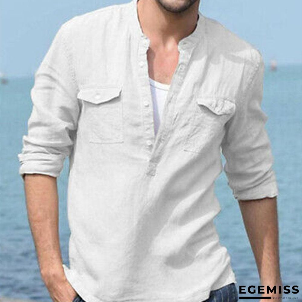Spring/Summer Mens Long Sleeve Casual Loose Soft Shirts Linen | EGEMISS