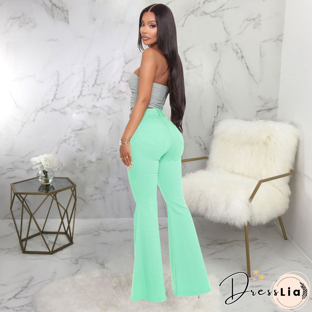 High Waist Stretch Plus Size Flare Jeans Pants