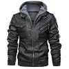 Men's Winter Thick Hooded Leather Jacket Coat