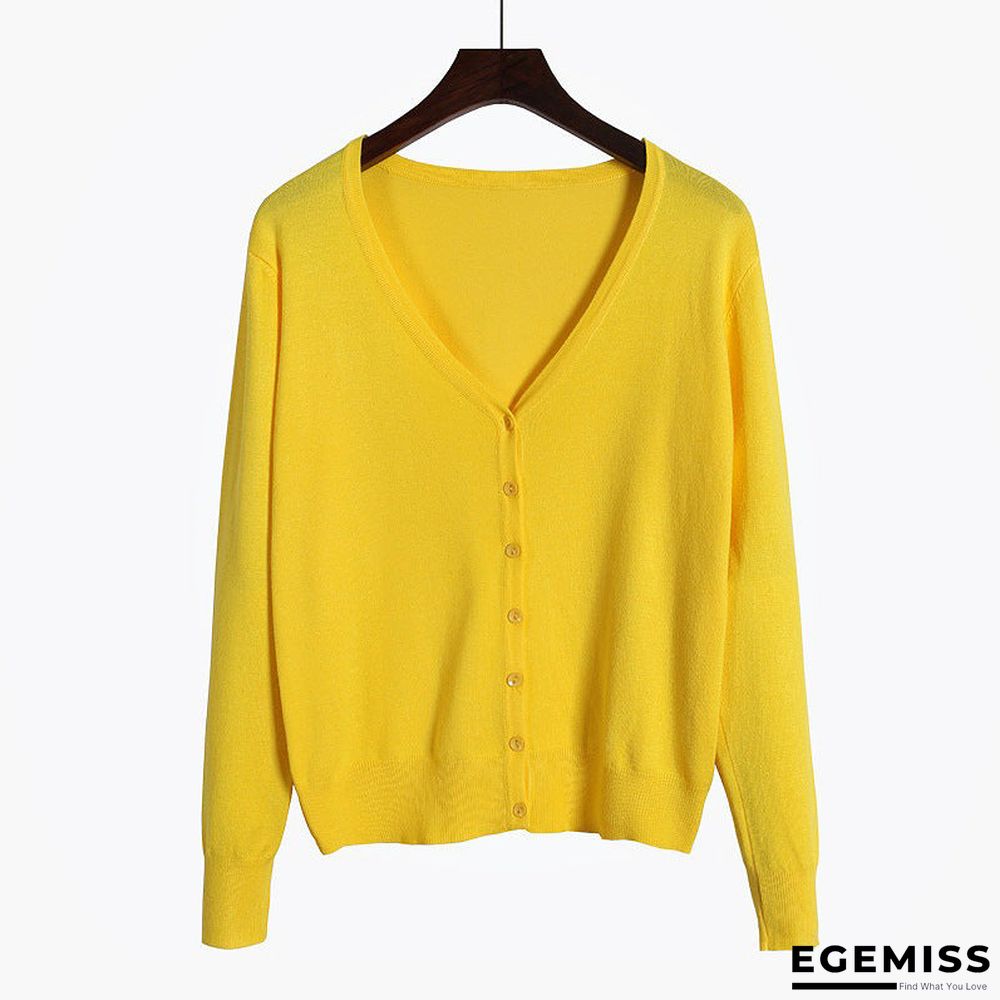 Cardigan Long Sleeve V Neck Air Conditioned Shirt Slim and Simple | EGEMISS