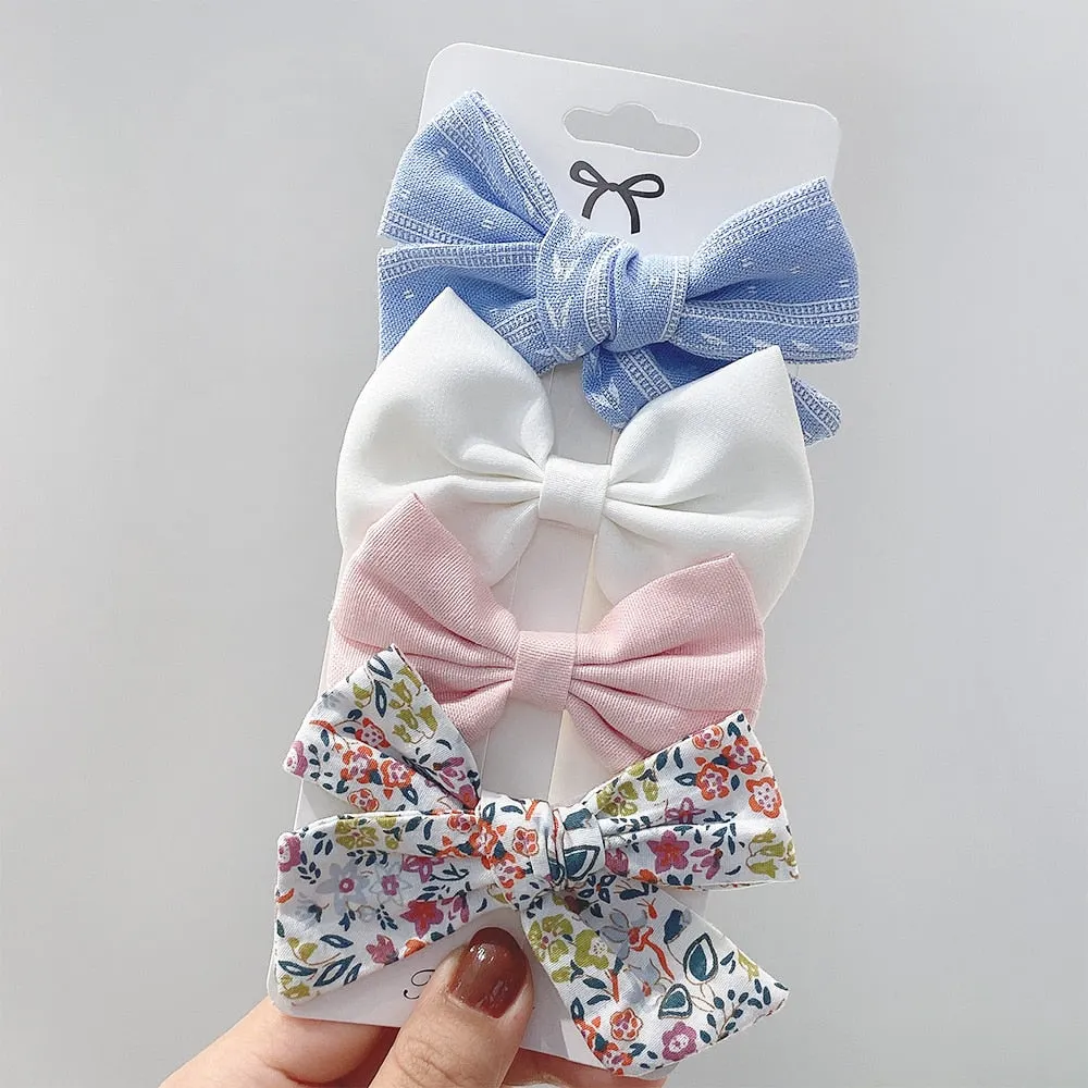 4Pcs/set 2021 New Leopard Print Hair Clips For Cute Girls BB Boutique Hairpins Bowknot Barrettes Headwear Kids Hair Acesssories