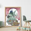 >SALE<Embroidery Cotton Thread 14CT Print Castle Guardian Cross Stitch Kit 40x49cm