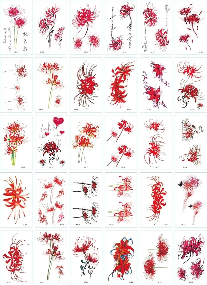 30Pcs/Set No Repeat Flower Temporary Tattoo Stickers Waterproof Tattoos For Women Sexy Arm Clavicle Body Art Hand Foot for Girl