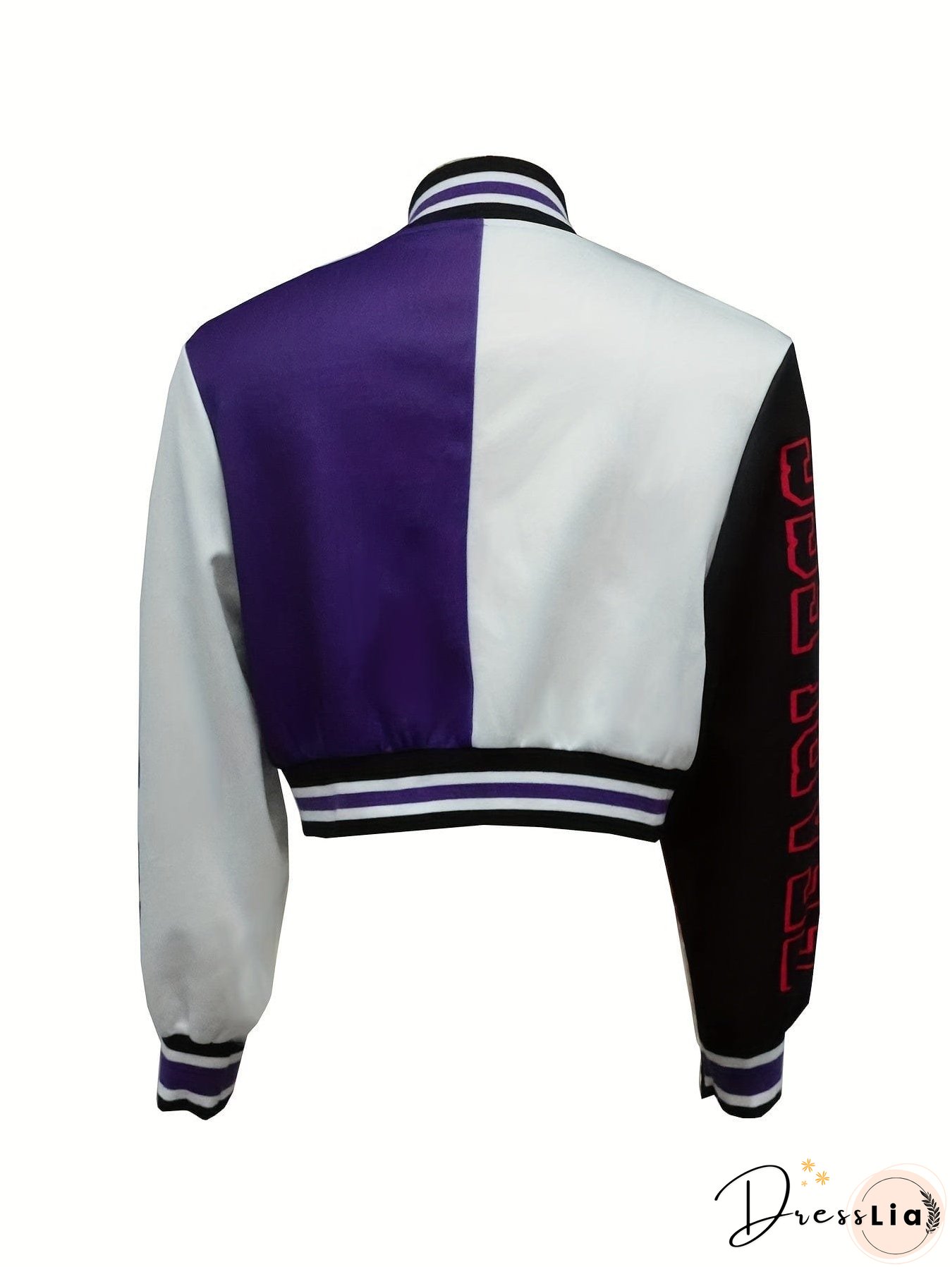 Casual Varsity Stylish Letter Print Button Front Jacket