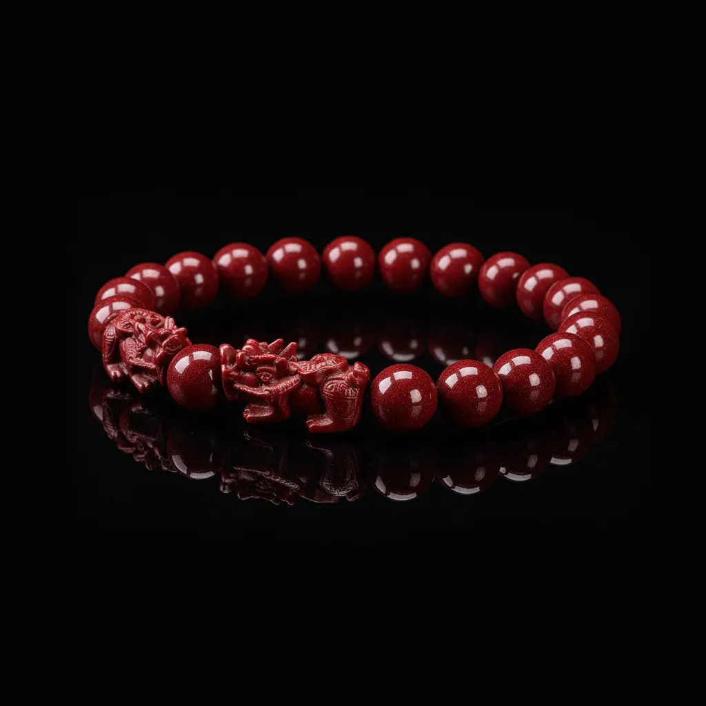 JiStones Vermilion Cinnabar Pixiu Bracelet