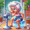 Diamond Painting-DIY Full Round Drill Old Lady Enjoying The Cool