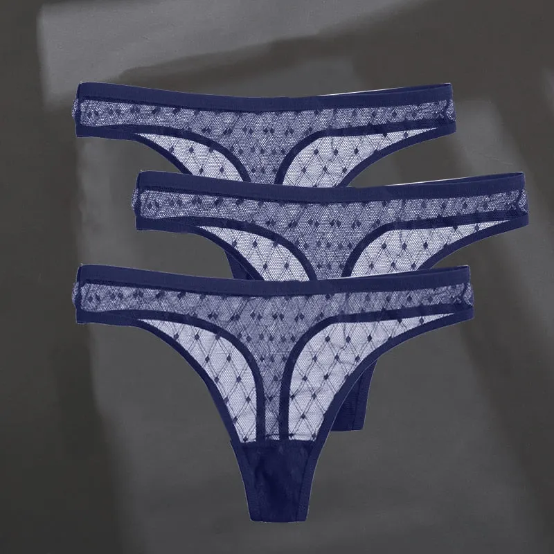3PCS/Set Women's Panties Sexy G-String Perspective Woman Thong Low-waist Underpants Hollow Out T-back Female Underwear Lingerie
