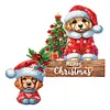 (US Local)DIY Xmas Diamond Painting Wooden Door Decoration for Feiend Gifts (Santa Puppy)