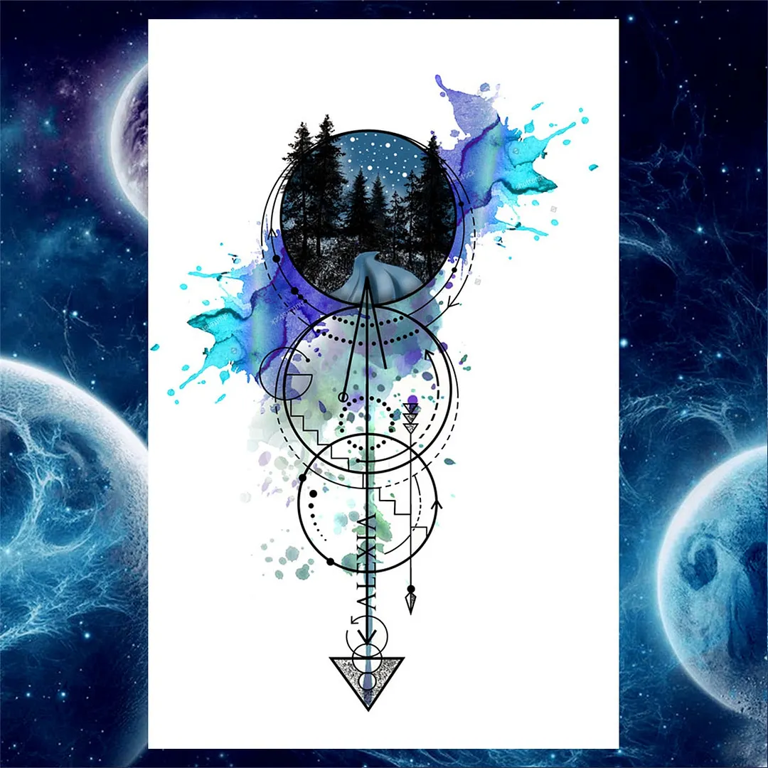 Flower Skeleton Temporary Tattoos For Women Men Adult Death Skull Tattoo Sticker Fake Lion Wolf Forest Black Evil Tatoos Armband