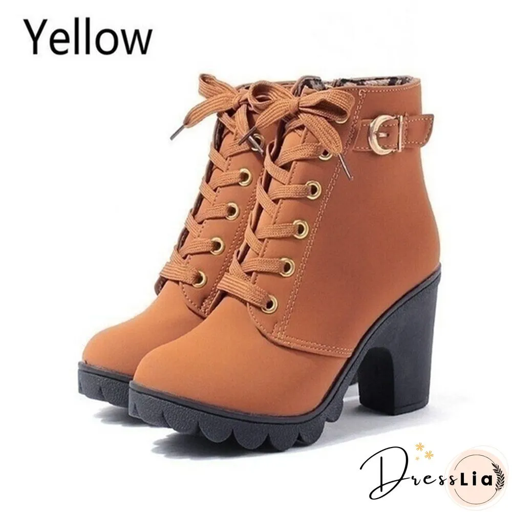 New Large Size Ladies Shoes Thick Heel Short Boots Botas De Mujer Ladies Boots Womens Shoes for Women