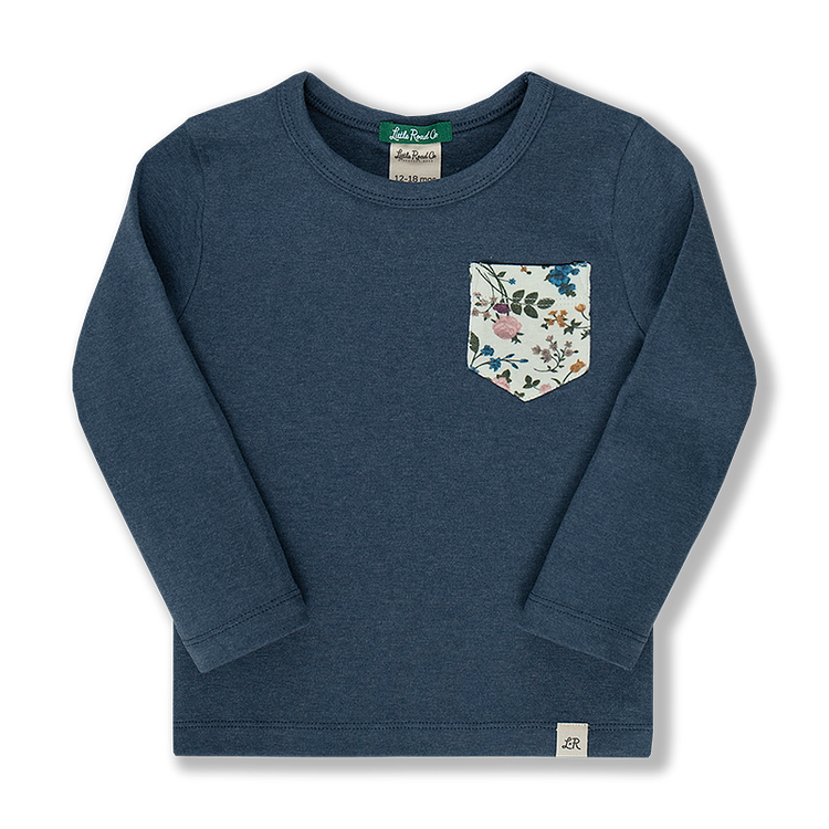 Midnight Long Sleeve Floral Pocket Shirt