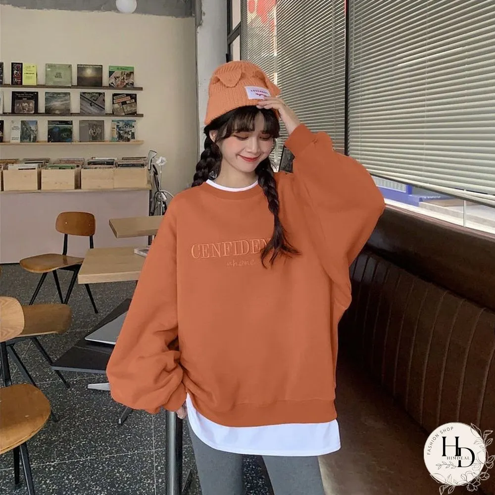 French Vintage Full Sleeve Sweatshirt Streetwear New Trendy Loose Fake Two Pullover 90S Embroidered Round Neck Women Hoodie