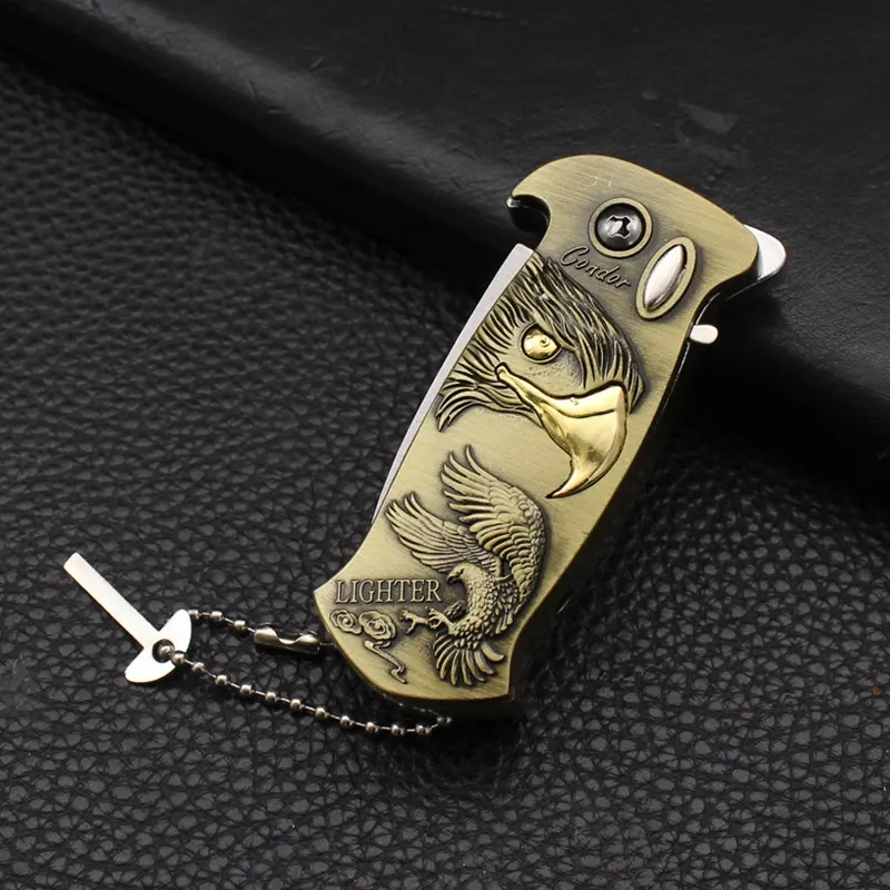 Knife-equipped windproof refillable lighter