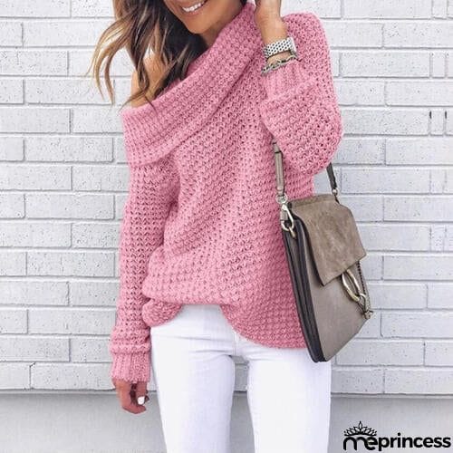 Openwork Off-Shoulder Sweater