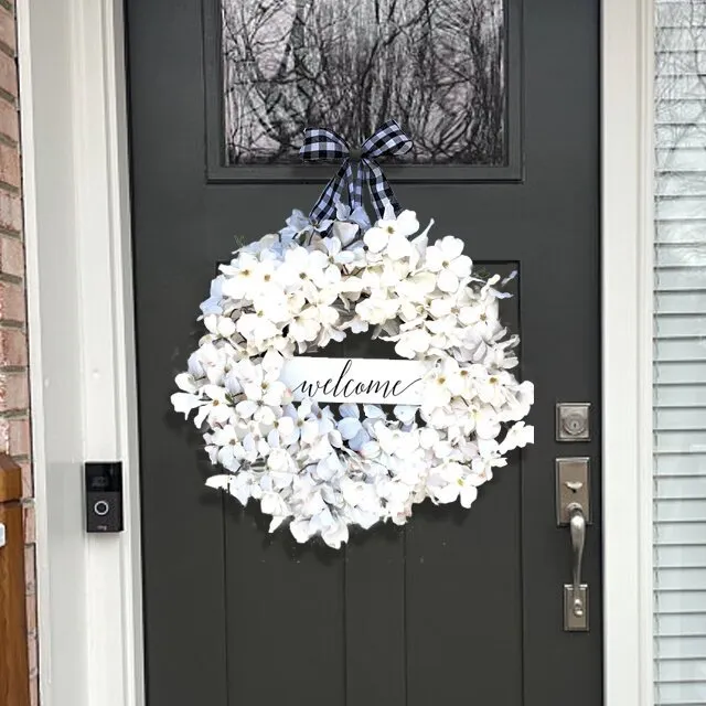 Buffalo Plaid & White Dogwood Fresh Wreath