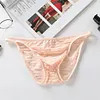 Low-Rise Ice Silk Striped Translucent Briefs