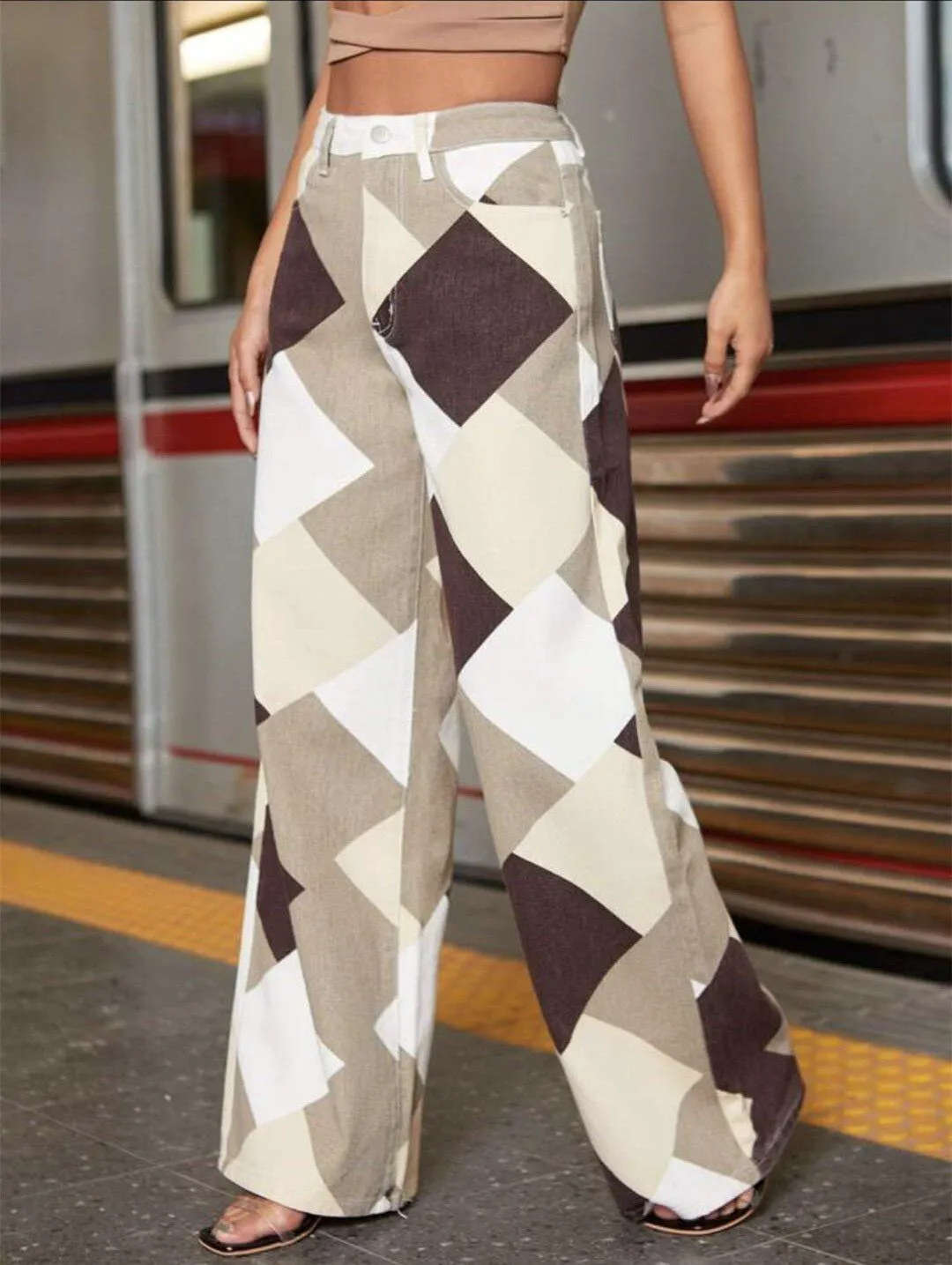 Brownm Harlequin Wide Leg Jeans