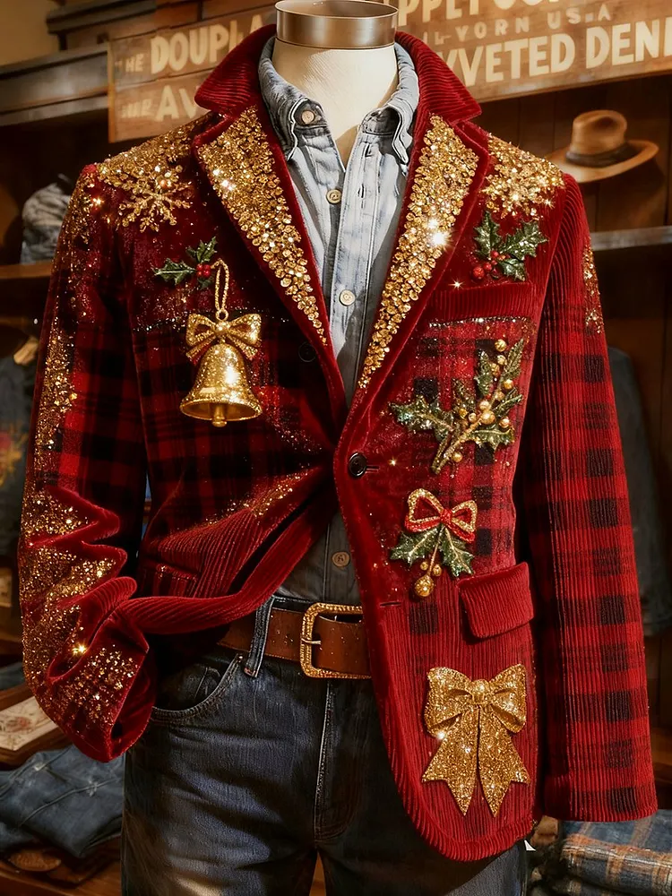 Men's Christmas Art Design Print Casual Coat 