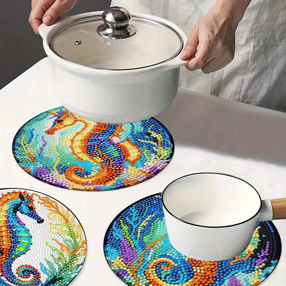 DIY Diamond Dot Kits Seahorses Diamond Painting Placemats Projects for Beginners