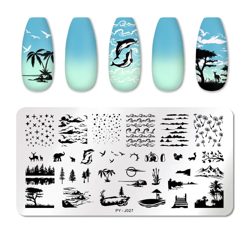 PICT YOU Nail Stamping Plates Flower Plant Pattern Nail Art Plate Stencil Stainless Steel Line Pictures Theme Image Plates Mold-Nail Inspo