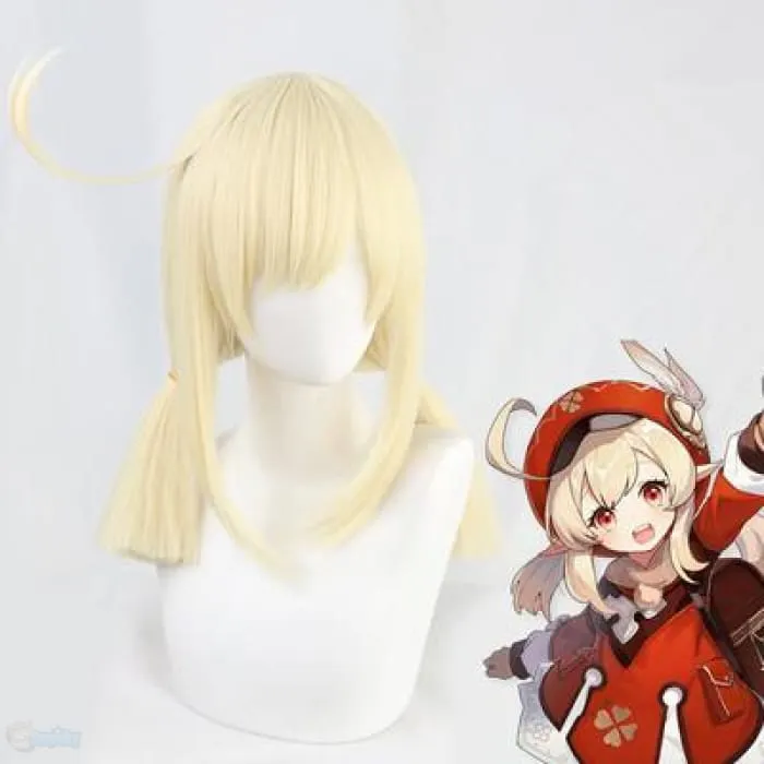 Genshin Toys Klee Pale Blonde Straight Twin Ponytails Cosplay Wig