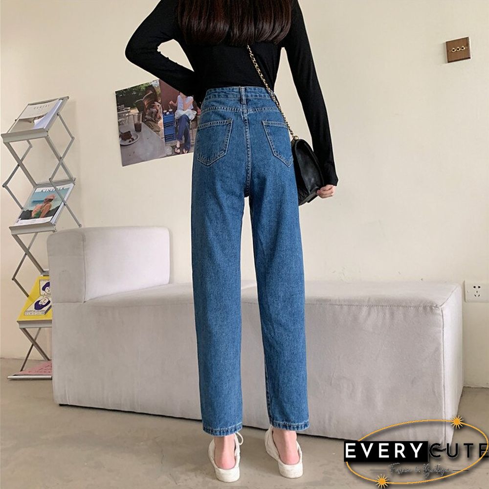Woman Jeans High Waist Clothes Wide Leg Denim Clothing Blue Streetwear Vintage Quality Fashion Harajuku Straight Pants