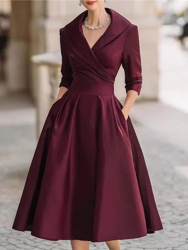 Athvotar Athvotar Women's Spring And Autumn Temperament Collar Waist Dress Thin Elegant Ladies Dress