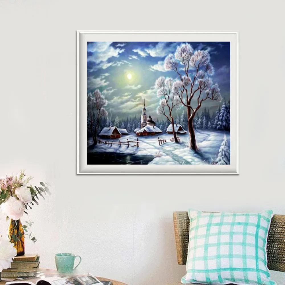 Diamond Painting - Full Round Drill - Snow Scene(35*30cm)