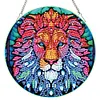 2pcs Diamond Painting 2D Flat Lion Pendant Decor for Home & Windows
